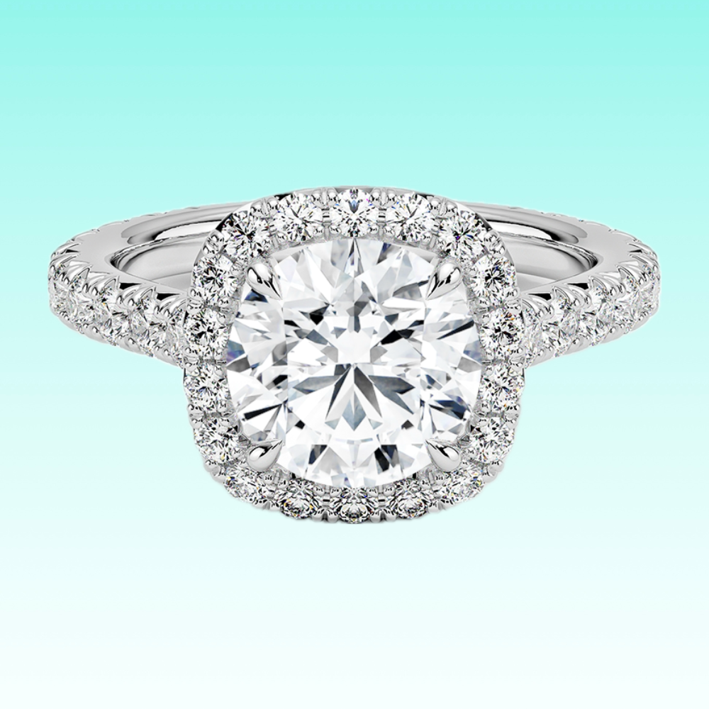 Luksuzni verenički prsten od belog zlata sa moissanit dijamantom, prelep sjaj i kvalitet srebra za posebne trenutke.